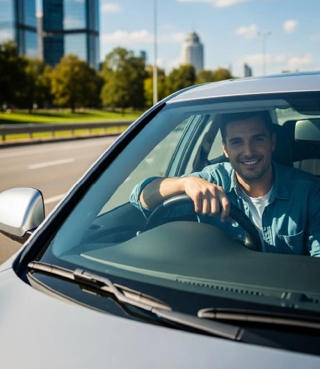 Rental car illustrating freedom and flexibility for city driving